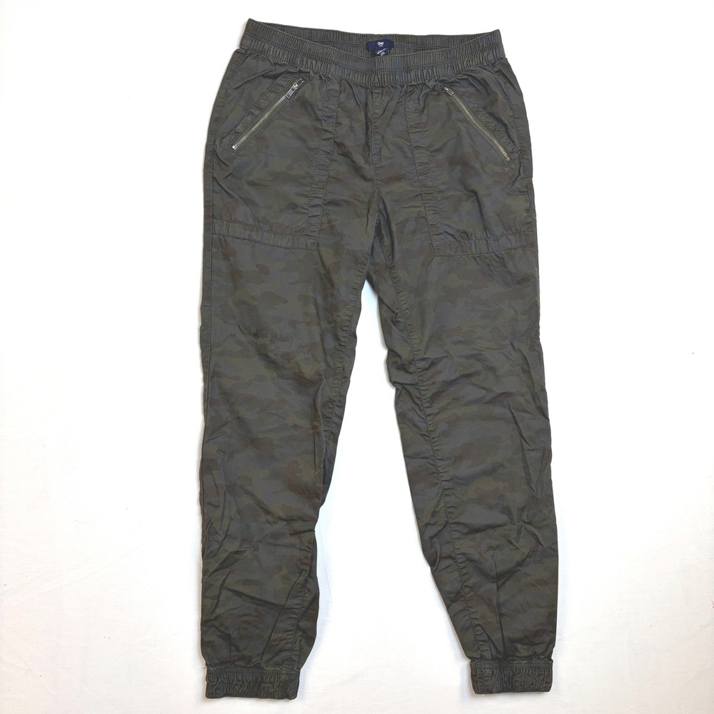 Gap Womens Camo Joggers Green Camouflage Utility‎ Pants Cotton Twill Small Gorp